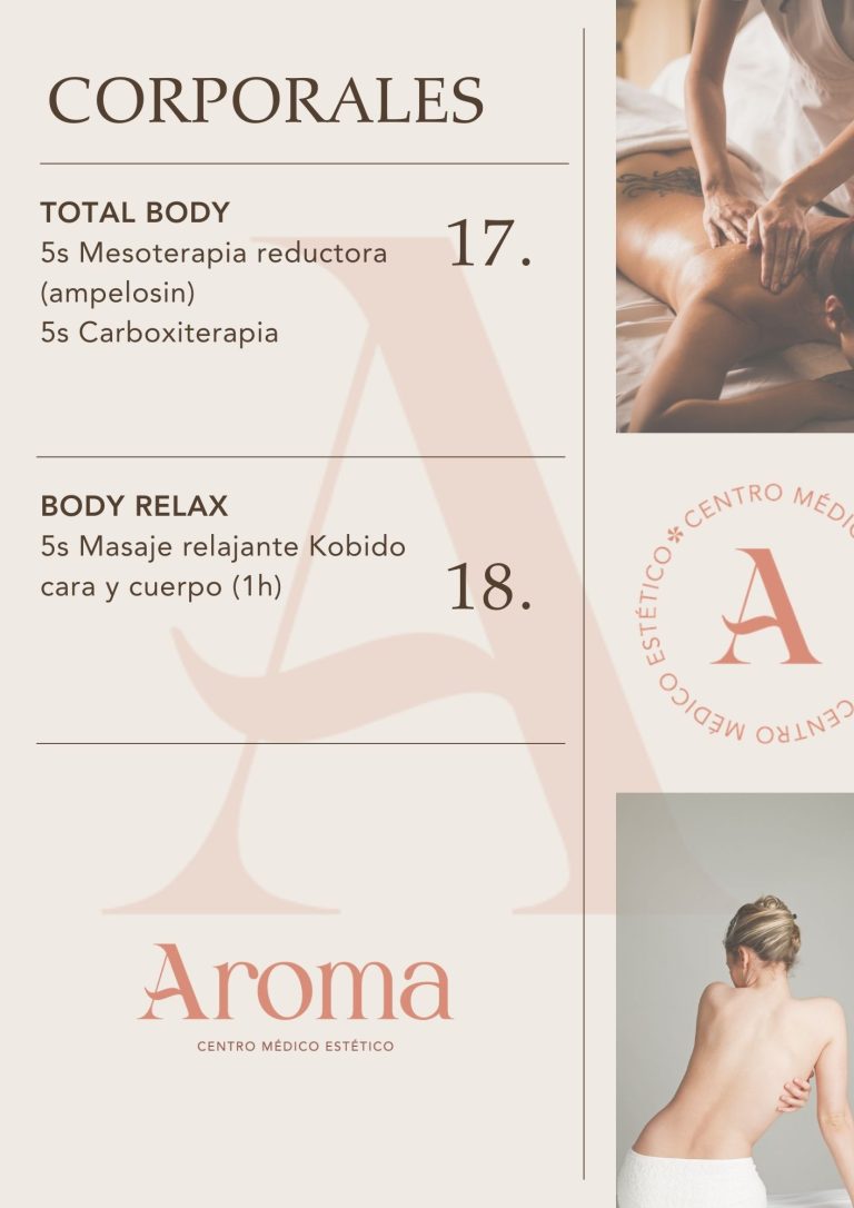 Listado 2 de programas corporales de abril en Clínica Aroma Benalmádena