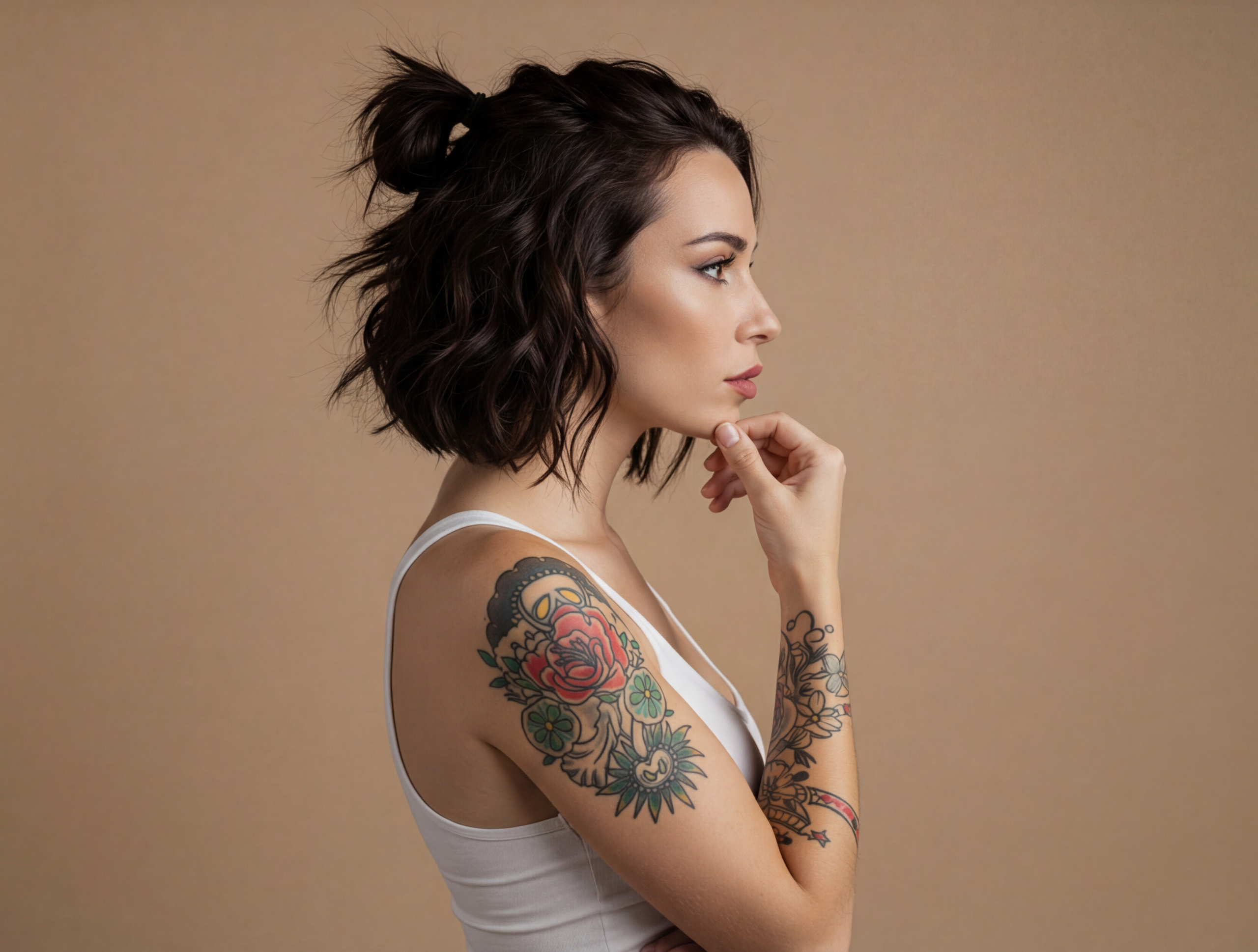 Mujer con tatuaje en el brazo antes de un tratamiento de eliminación de tatuajes en Clínica Aroma Benalmádena