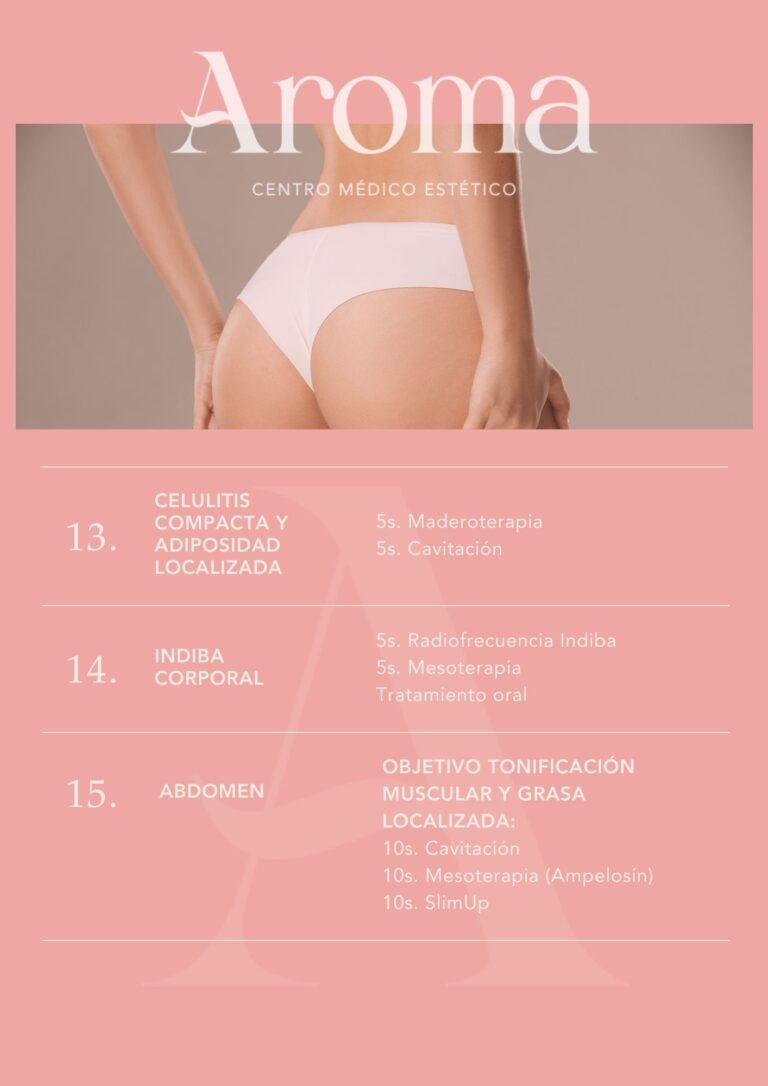 Listado tratamientos corporales mayo en Clínica Aroma