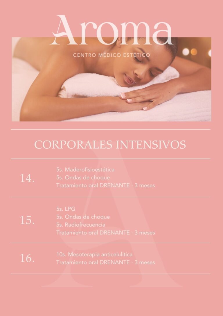 Tratamientos de autor corporales mes de julio Clínica Aroma
